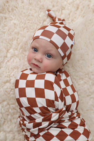 COPPER CHECKERS DREAM SWADDLE & BEANIE