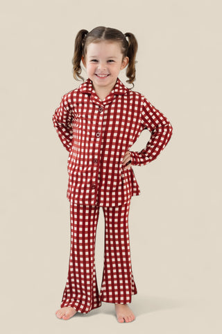 PEPPERMINT PLAID DREAM GIRL'S FLARE SET