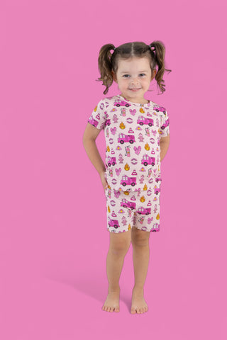 BLAZING BOWS AND HYDRANTS DREAM SHORT SET