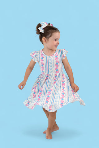 PETITE POSIE CAP SLEEVE DREAM RUFFLE DRESS