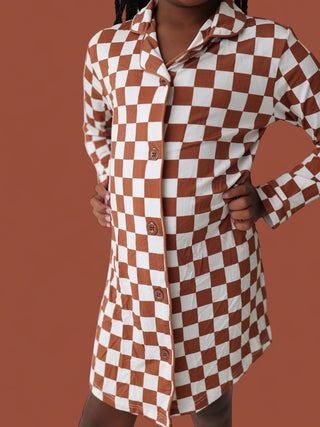 COPPER CHECKERS GIRL'S DREAM GOWN