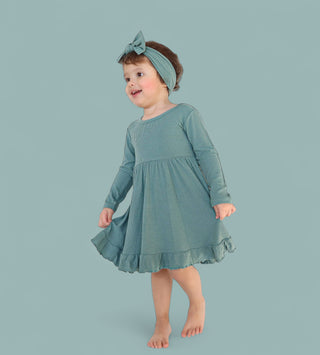 SAGE RIB DREAM RUFFLE DRESS