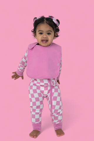 BUBBLEGUM CHECKERS DREAM BABY BIB (PACK)