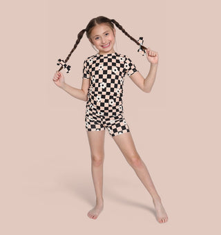 RETRO DAISY CHECKS DREAM SHORT SET