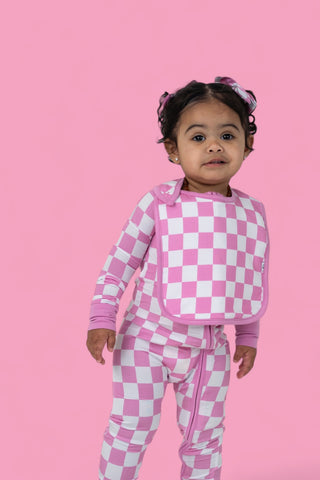 BUBBLEGUM CHECKERS DREAM BABY BIB (PACK)