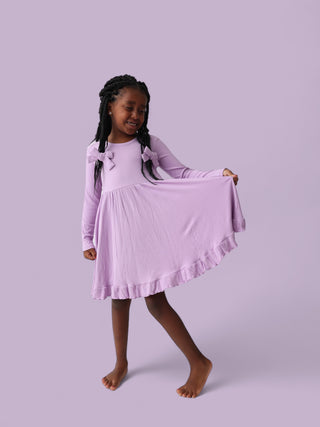 AMETHYST RIB DREAM RUFFLE DRESS