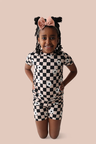 RETRO DAISY CHECKS DREAM SHORT SET