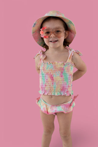 RAINBOW CLOUDS DREAM SMOCKED TANKINI TWO PIECE SWIM SUIT