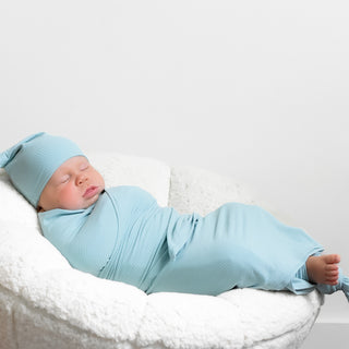 HAZY BLUE RIB DREAM SWADDLE & BEANIE