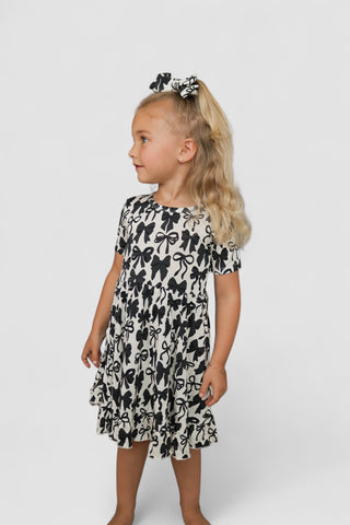 NEUTRAL BOWS DREAM RUFFLE DRESS