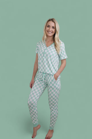 MINT CHECKERS WOMEN'S JOGGER DREAM SET