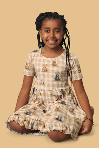 TEDDY CHECK DREAM RUFFLE DRESS