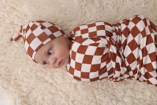 COPPER CHECKERS DREAM SWADDLE & BEANIE