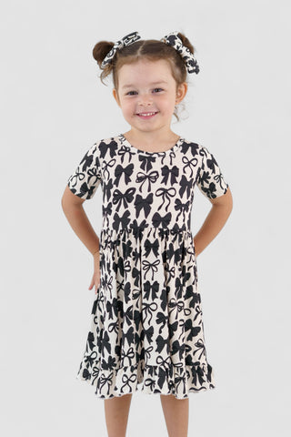 NEUTRAL BOWS DREAM RUFFLE DRESS