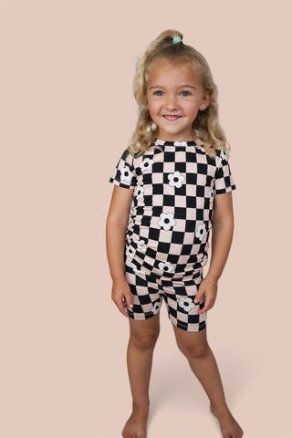 RETRO DAISY CHECKS DREAM SHORT SET