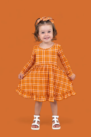 CIDER PLAID DREAM RUFFLE DRESS