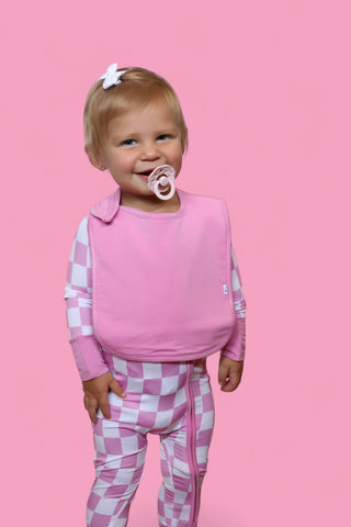 BUBBLEGUM CHECKERS DREAM BABY BIB (PACK)