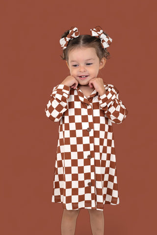 COPPER CHECKERS GIRL'S DREAM GOWN