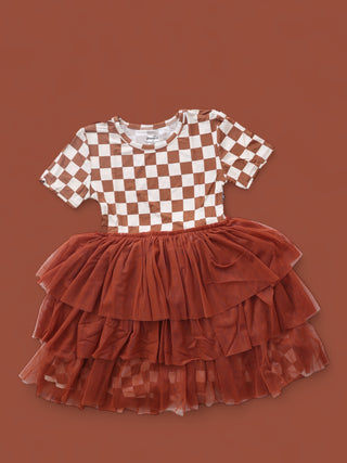 COPPER CHECKERS DREAM TUTU DRESS