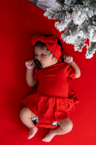 RED RIB DREAM BODYSUIT DRESS