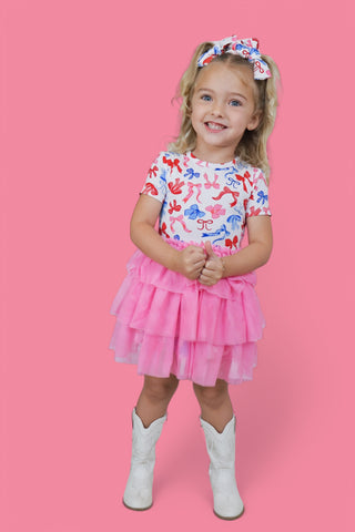 RED, WHITE AND BOWS DREAM TUTU DRESS
