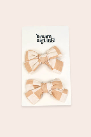 SANDY CHECKERS DREAM BOW HAIR CLIPS