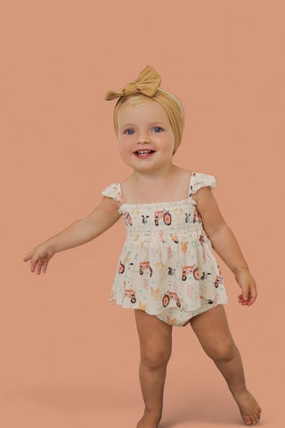 FARMYARD FRIENDS DREAM SMOCKED BABYDOLL BUMMIES SET