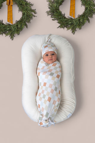 MUTED CHECKERS DREAM SWADDLE & BEANIE