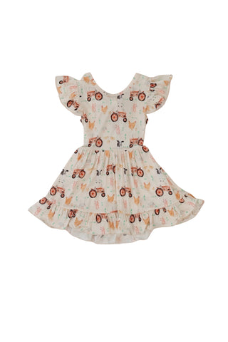 FARMYARD FRIENDS DREAM TIE BACK RUFFLE DRESS