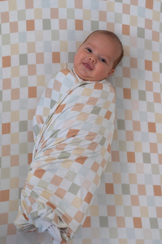 MUTED CHECKERS DREAM SWADDLE & BEANIE