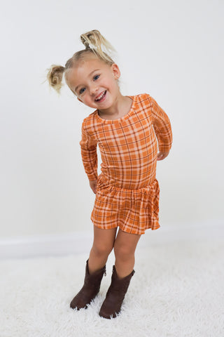 CIDER PLAID DREAM BODYSUIT DRESS