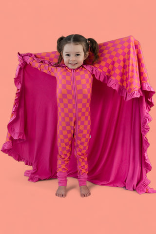 NEON DREAMS CHECKERS DREAM RUFFLE BLANKET