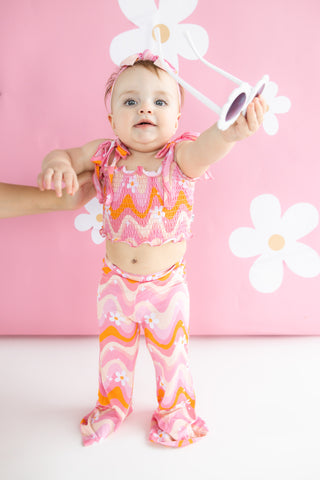 GROOVY FLORAL DREAM SMOCKED FLARE SET