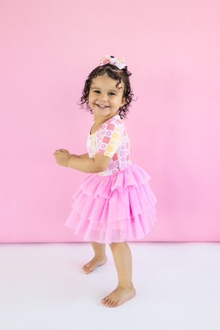 SUMMER SUNSET CHECKERS DREAM TUTU DRESS