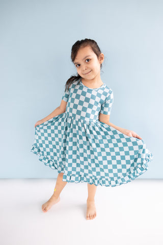 STORMY CHECKERS DREAM RUFFLE DRESS