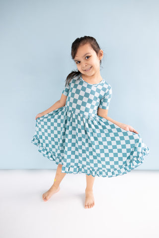 STORMY CHECKERS DREAM RUFFLE DRESS