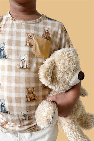 TEDDY CHECK DREAM POCKET TEE