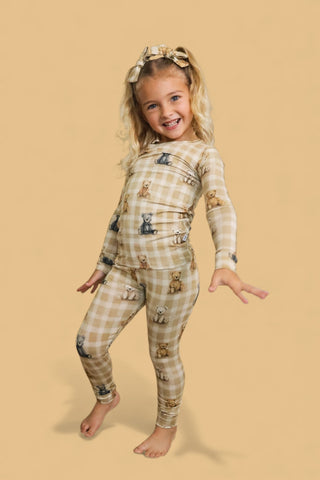 TEDDY CHECK DREAM BOW HAIR CLIPS