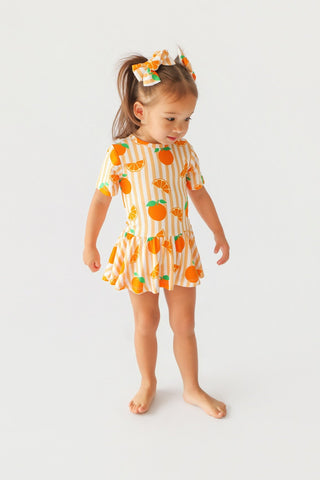 ORANGE BLOSSOM STRIPES DREAM BODYSUIT DRESS