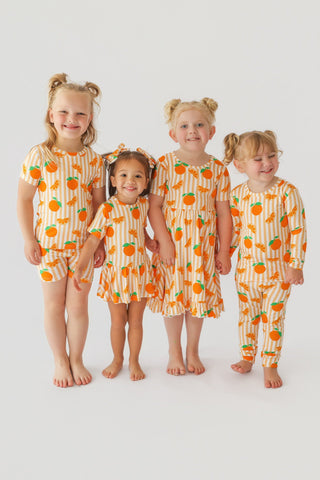 ORANGE BLOSSOM STRIPES DREAM RUFFLE DRESS
