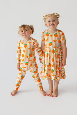 ORANGE BLOSSOM STRIPES DREAM RUFFLE DRESS