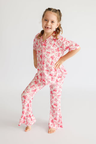 BOW CHECKERED CHARM DREAM GIRL'S FLARE SET