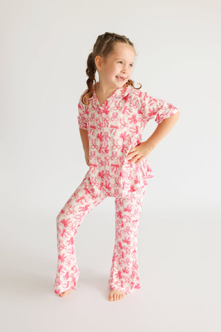 BOW CHECKERED CHARM DREAM GIRL'S FLARE SET