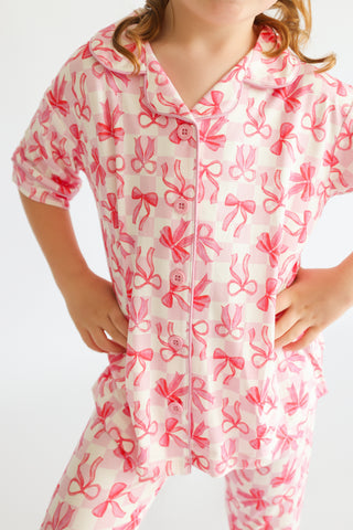 BOW CHECKERED CHARM DREAM GIRL'S FLARE SET