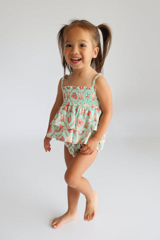 COASTAL COWGIRL DREAM SMOCKED TIERED BODYSUIT DRESS