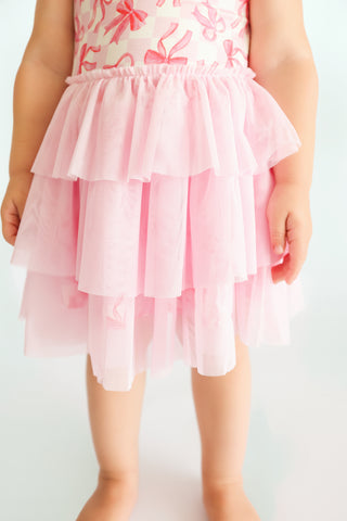 BOW CHECKERED CHARM DREAM CAP SLEEVE TUTU DRESS
