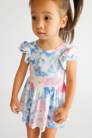 COTTON CANDY TIE DYE DREAM CAP SLEEVE BODYSUIT DRESS