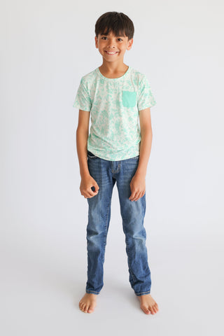 SEAFOAM TIE DYE DREAM POCKET TEE