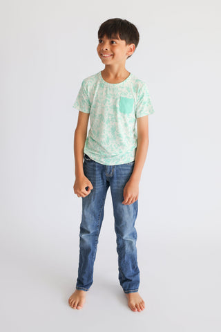 SEAFOAM TIE DYE DREAM POCKET TEE