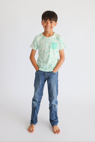 SEAFOAM TIE DYE DREAM POCKET TEE